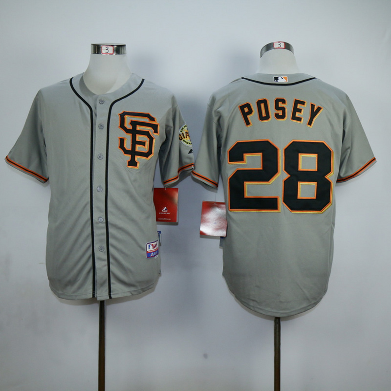 Men San Francisco Giants #28 Posey Grey SF MLB Jerseys->san francisco giants->MLB Jersey
